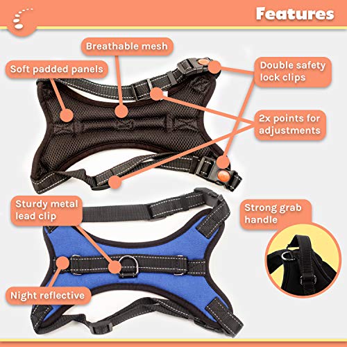 Zenify Pets Dog Harness - Chest Control Grab Adjustable Reflective for Large Dogs (Blue, Large)…
