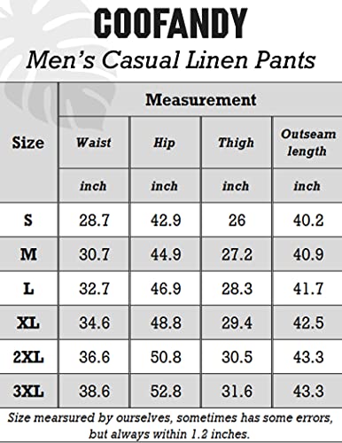 Coofandy Men's Linen Elastic Pants Casual Regular Fit Golf Beach Pants