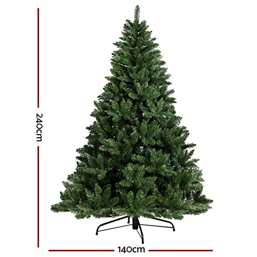 Jingle Jollys Christmas Tree 2.4m Green Xmas Trees, Decorations Holiday Party Gift Home Garden Store Decor, 8ft 1400 Tips Thick Foliage Easy Assembly Indoor Outdoor