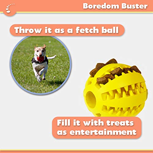 Zenify Puppy Toys Dog Toy Food Treat Interactive Puzzle Ball for Tooth Teething Chew Fetch Tennis Training Boredom Behaviour Dispensing Stimulation for Dogs & Puppies (Multi Pack Large)