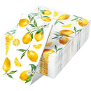 120 Pieces Lemon Napkins 3 Ply Disposable Lemon Paper Yellow Citrus Fruit Lemons Guest Towels Lemon Cocktail Hand Paper Napkins for Kitchen Bathroom Summer Spring Tea Party Baby Shower