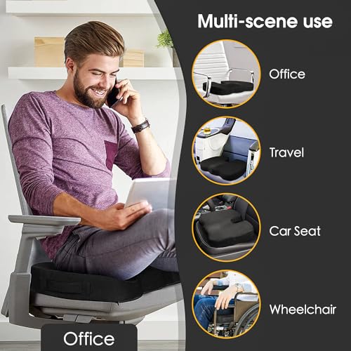 Seat Cushion, Home Office Car Chair Cushions Memory Foam Cushion w/Handle for Computer Desk, Wheelchair & Car Driving Use - Back Support Pillow for Chair