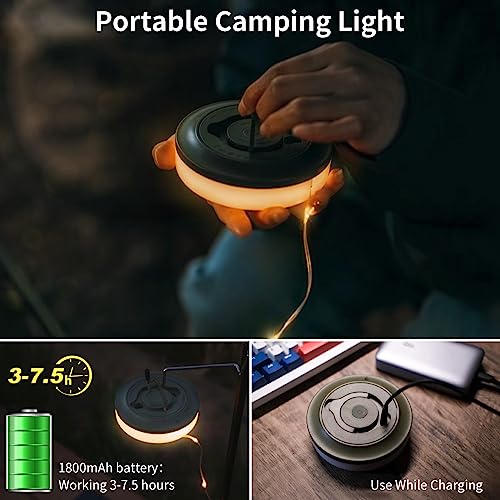 HAMLITE Camping String Lights, 2 in 1 USB Rechargeable Outdoor String  Lights(32.8Ft), Portable Camping Lights, Adjustable Brightness and 5 Modes