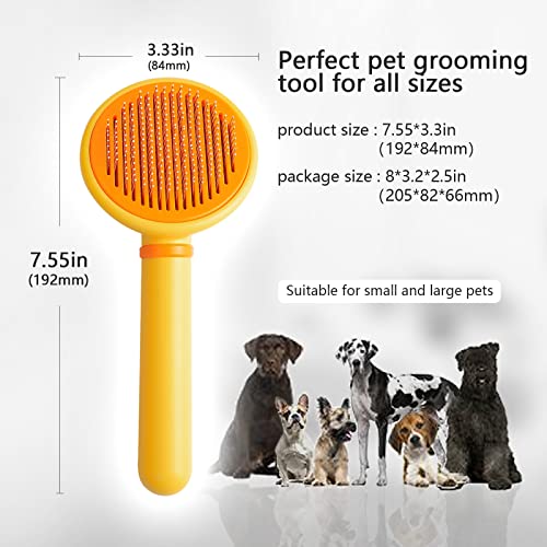 Cat Brush for Shedding Slicker Brush for Indoor Cats,Cat Grooming Brush for Long or Short Haired Dogs,Dog Shedding Brush Cat Comb for Removing Tangled and Loose Hair,Pet Massage Self Cleaning Cat Brushes