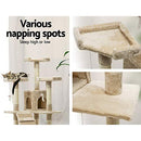 i.Pet Cat Tree Large Cats Tower Ultimate Scratching Post, 180cm Height Beige Pet Scratcher Cardboard Posts Indoor Kittens Wooden Play House Towers and Trees Corner Toys, with Condo Ladder Hanging Toy