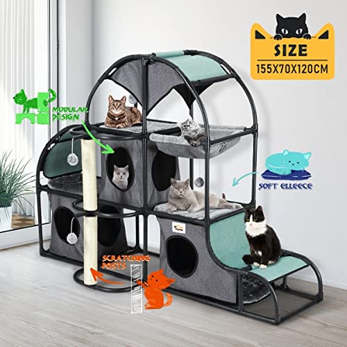 Petscene Multi-Tier Cat Scratching Post Tower Furniture Cat Tree House Scratcher Condo