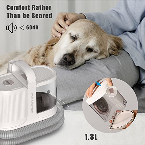 Pet Grooming Vacuum Kit, Dog Grooming Clippers, Professional Hair Cleaning Beauty Tool Set of 6 Pieces, Picks Up 99% Pet Hair