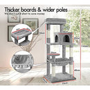 BEASTIE 143cm Multi-Level Cat Tree Tower with Scratching Posts, Sisal-Covered Cat Condo Play House Wood Furniture with Plush Perch, Light Grey Cat Scratcher Tower for Kittens Climbing and Rest
