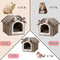 Cat Bed and Small Dog Bed, Self-Warming Cat Tent Cave for Kittens and Small Dogs Triangle Cat House Hut with Washable Cushion for Outdoor and Indoor (Medium, Grey)