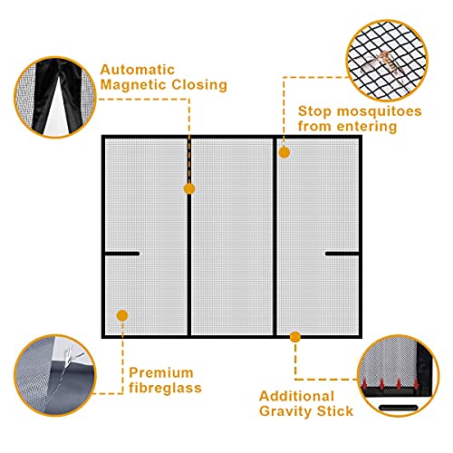 SANJIANKER Magnetic Door Screen, Durable Fiberglass Mesh Curtain Heavy Duty Screen Door for Sliding Doors, Patio, Pet and Kid Friendly, Fits Doors up to 72" x 80"