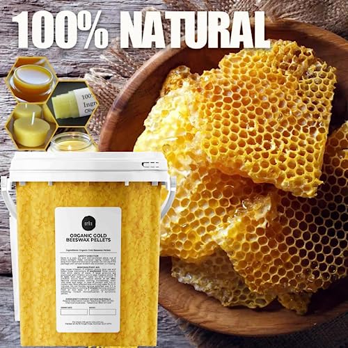 ORKU 500g Tub Organic Beeswax Pellets - Pharmaceutical Grade | Cosmetic-Grade Yellow Beeswax for Candles, Encaustic Art, Cosmetics, Body Preparations | Certified Organic Supplier