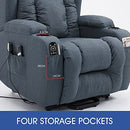 Electric Massage Chair Armchair Recliner Lift Motor Armchair 8 Point Heating Linen Fabric Sofa Blue