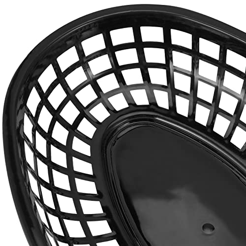 SINJEUN 60 Pack 9 x 5.7 x 1.6 Inch Black Fast Food Baskets, Plastic Oval Fast Food Basket, Fast Food Serving Baskets for Fries, Hot Dog, Burgers, Sandwiches, Bread, Kitchen and Restaurant Supplies