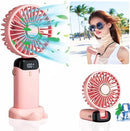 Mini Portable Fan, Mini Fan Personal Fan Handheld Fan USB Rechargeable Small Fan Foldable Desk Fan with 5 Speeds Ideal for Travel/Outdoor/Camping (Pink 02)