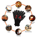 BBQ Grill Gloves 1472℉ 800℃ Extreme Heat Resistant Grilling Gloves Non-Slip Silicone Insulated Grill Mitts for Cooking,Baking,Grill,Welding,Smoker, 14inch