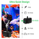 BARST 2500L/H Submersible Water Pump with Sponge Filter, Pond 5m Power Cord for Aquarium, Fountains, Fish Tank, Feature 4 Strong Suction Cups&4 Nozzles, 45W Black