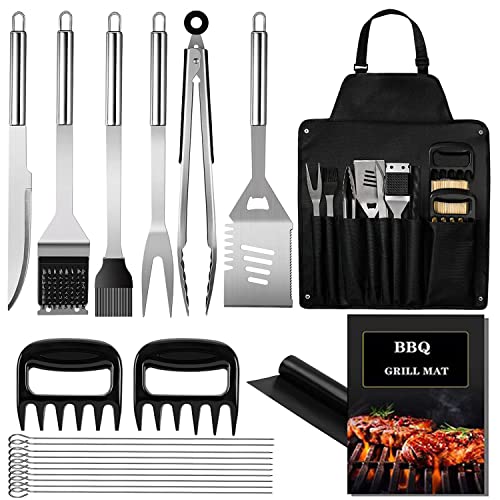 Barbecue Tool Set（with BBQ Apron）Stainless Steel Barbecue Utensils Accessories,Grill Tool Set,for Barbecue Indoor Outdoor,Party and Picnic,BBQ Grill Utensils Perfect Gift for Men and Women