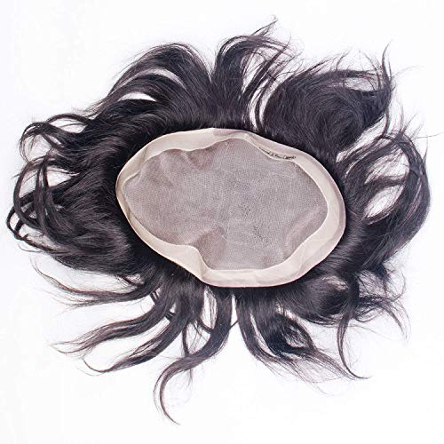 Pema Hair Extensions And Wigs D-Divine Hair Loss Solution Human Hair Hair Patch Toupee/Wigs Mono Base (Black, 6 Inch)