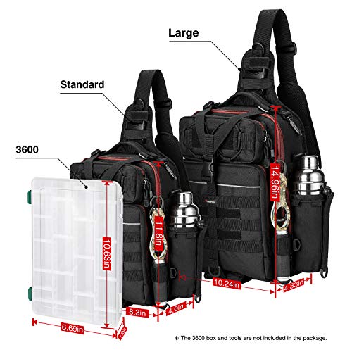Piscifun Fishing Tackle Bag Sling Fishing Storage Pack with Rod Holder  Water-Resistant Cross Body Sling