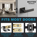 [5 Pack] BESTTEN Monaco Oil Rubbed Bronze Keyed Different Square Entry Door Handle with Removable Latch Plate, Contemporary All Metal Entrance Door Lever, for Commercial and Residential Use