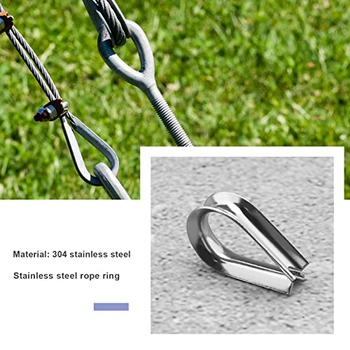 ECSiNG 30Pcs Rope Loop 304 Stainless Steel Cable Lug Heart Thimble Metal Cable Lug Wire Rope Thimbles Accessories for Stakes Lamp Holders DIY Making