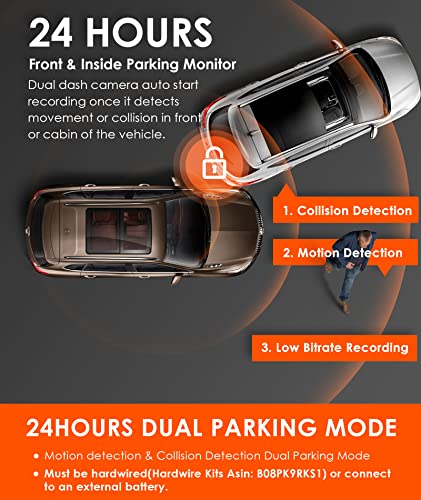 Vantrue N2S 4K Dual Dash Cam, 1440P Front and Inside Uber Dash Camera, Single Front 4k Dash Camera with Infrared Night Vision, 7/24 Parking Mode, Motion Sensor, Collision Detection, Support 256GB Max