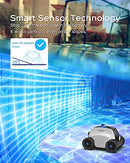 WYBOT Sophisticated Robotic Pool Vacuum Cleaner, Dual Strong Suction Port, 130min Runtime, Cordless Pool Cleaner, World's First Smart Protection System, Ideal for Pools Up to 120 Sq.m