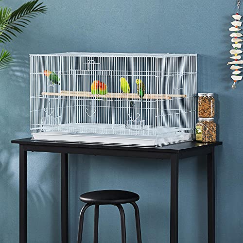 Yaheetech 30-inch Stackable Flight Bird Cages for Parakeets Cockatiels Conures Finches Budgies Lovebirds Canaries Small Birds Parrots Birdcage, White