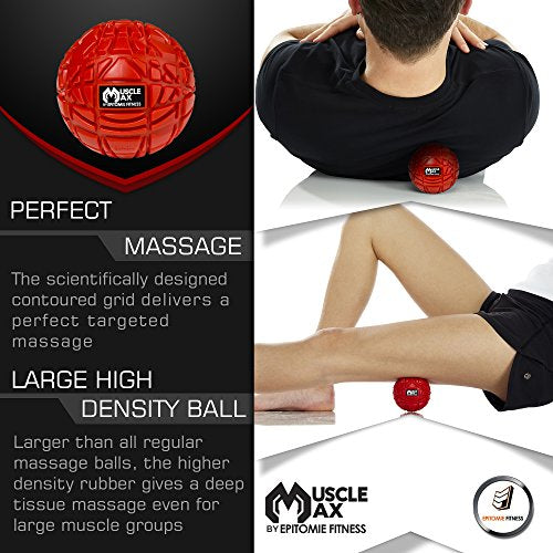 Muscle Max Massage Ball - Therapy Ball for Trigger Point Massage - Deep Tissue Massager for Myofascial Release - Mobility Ball for Exercise & Recovery (Fire Red)