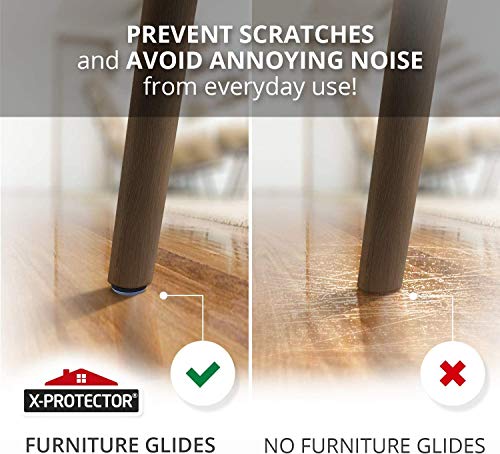 Chair Glides X-PROTECTOR – 1" Furniture Glides 40 pcs – Grey Nail-on Chair Sliders – Premium Chair Leg Floor Protectors – Slide Effortlessly with Chair Leg Pads That Protect Your Floor!