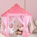 Volscity Princess Tent for Girls,Kids Castle Play Tent with LED Star Lights,Large Playhouse Girl Toy Gifts Age 3+,Indoor and Outdoor Games 55.5"x 53"(DxH) Pink (Pink)