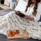 Cozy Bliss Luxury Super Soft Striped Faux Fur Throw Blanket for Couch, 50"x60" Beige, Warm Milky Plush Blanket for Sofa Bed Living Room Bedroom (Stripe-Beige)