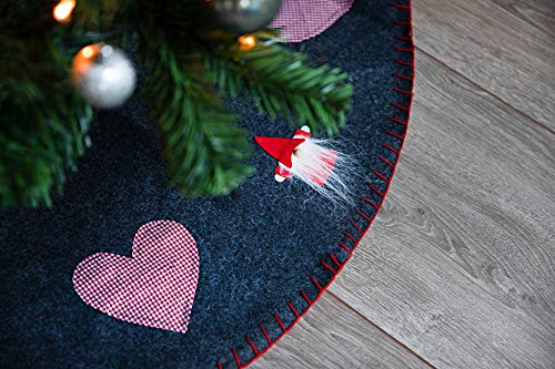 HEITMANN DECO Round Felt Tree Blanket – Protection Against Pine Needles – Christmas Tree mat with Christmas Motif – Grey