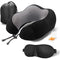 DAWNTREES Travel Pillow, Memory Foam Neck Pillows for Travel Airplane, Business Trip with Luxury Bag, Travel Essentials,Travel Kit with 3D Contoured Eye Masks, Earplugs.