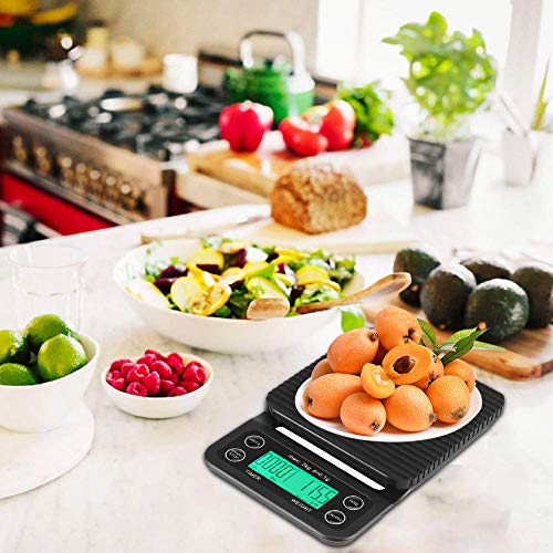 3KG/0.1g Electronic LCD Digital Kitchen Food Scale Drip Coffee Weighing with Timer(Green)