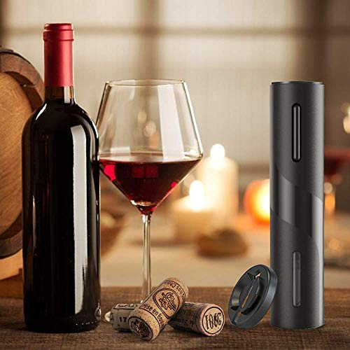 (Battery-Black) - Cokunst Electric Wine Opener, Automatic Electric Wine Bottle Corkscrew Opener with Foil Cutter, One-click Button Reusable Wine Bottle Openers with LED Light for Home Kitchen Party Bar