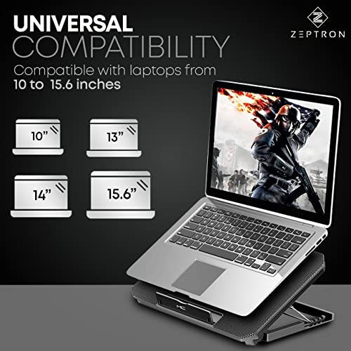 Zeptron Height Adjustable Laptop Cooling Pad / Cooling Stand / Cooler with Two Fans Compatible for HP, Dell, MacBook, Lenovo, Acer / 10 Inches, 13”,14 Inch,15.6 Inches All Laptops & Notebooks