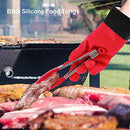 AMEITECH BBQ Gloves, 3 in 1 Grill Accessories with Oven Mitts, Grill Brush, Grilling Tong, Heat Resistant Waterproof Non-Slip Silicone Grilling Gloves for Barbecue, Cooking, Smoker, Black