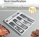 FYY Cutlery Organizer for Drawer, 5 Compartments Drawer Organizer, Kitchen Storage Tray for Flatware, Silverware, Cooking Utensils, BPA Free Plastic Cutlery Tray for Kitchen Bathroom & Office Supplies