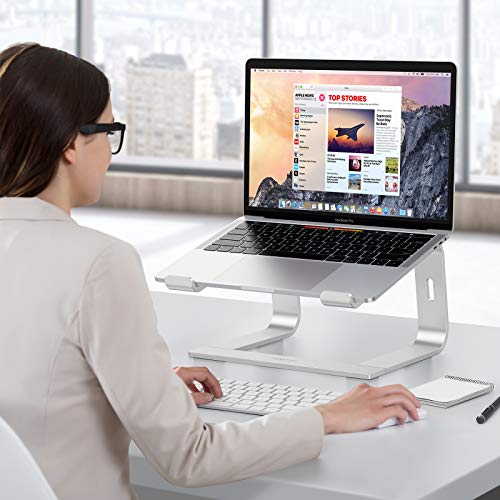 Laptop Stand, OMOTON Detachable Laptop Mount, Aluminum Laptop Holder Stand for Desk, Compatible with MacBook Air/Pro, Dell, HP, Lenovo and All Laptops (11-16 inch), Silver