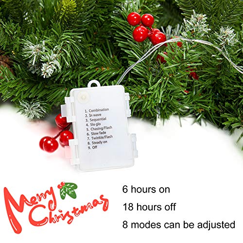 Zhenrui 9 Foot Lighted Christmas Garland, Battery Operated Garland for Christmas Decoration, Pre-lit Xmas Garland with Timer and Waterproof Battery Case, Perfect for Outdoor Use