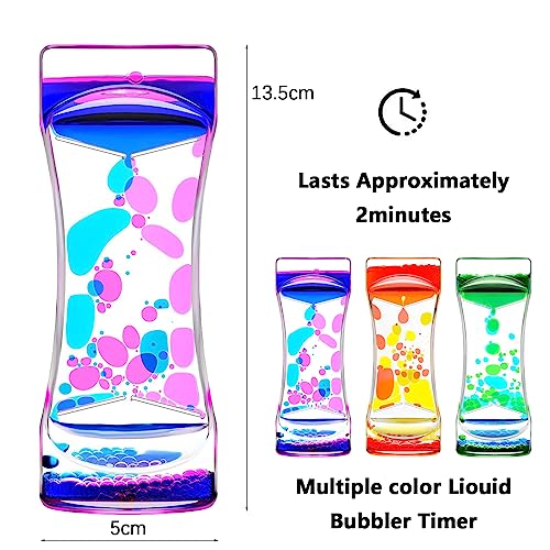 3 Pack Liquid Timer - Sensory Toy for Relaxation, Liquid Motion Bubbler Timer Fidget Toy, Incredibly Effective Calming Stress Relief Hourglass Toy for Kids & Adults, Autism & ADHD