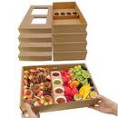 Ganfaner 10pk Cardboard Treat Gift Catering Tray Grazing Box To Go, Large Durable Desserts Serving Platter w/Lid Tab Lock Easy Assembly, Party Picnic Charcuterie Meeting 38x26x9cm