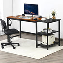 Giantex Industrial Computer Desk, 150cm Large Writing Workstation with 2-Tier Storage Shelf & Headphone Hook, Laptop Study Desk with Heavy-Duty Steel Frame, Spacious Tabletop (Rustic)