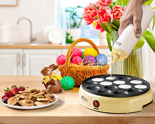 Bestron Dough Scoop with Scale 700ml Dough Dispenser for Crepes, Poffertjes, Pancakes, Waffles, Muffins or Doughnut Dough (White/Yellow)