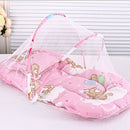 ZZM Infant Baby Mosquito Net Crib Foldable Zipper Sleeping Cushion Collapsible Travel Cot with Pillow 95 * 47 * 40 cm (Pink)