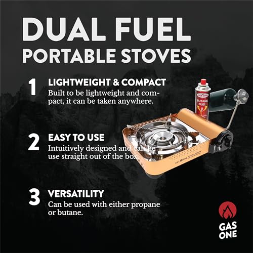 Gas ONE GS-4000P - Camp Stove - Premium Propane or Butane Stove with Convenient Carrying Case, Great for Camp Stove and Portable Butane Stove for All Cooking Application Hurricane Supplies