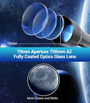 [2023 Upgraded] Telescopes for Adults Astronomy, 70mm Aperture 700mm AZ Mount Astronomical Refracting HD Telescope for Kids Beginners Telescope with Adjustable Tripod, Nylon Bag, Phone Adapter