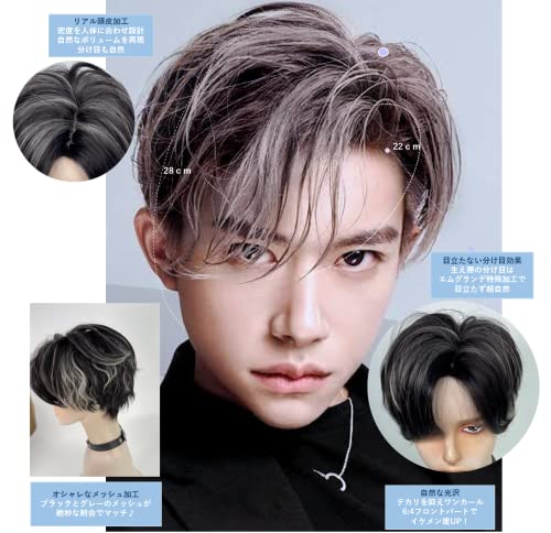 MGRANDE wig premium line 【 active top stylist produce 】 6 items set inner color line men's original wig short small face effect（jack gray DY62A）