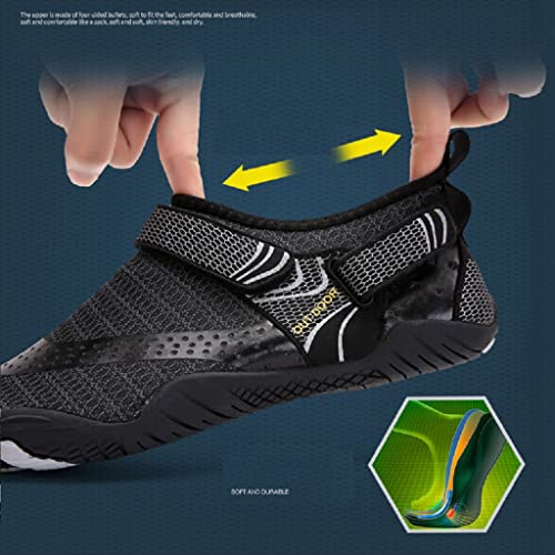 Water Shoes Non-Slip Barefoot Aqua Socks Shoes for Swimming Diving Kayaking Yoga(021black,8 US)